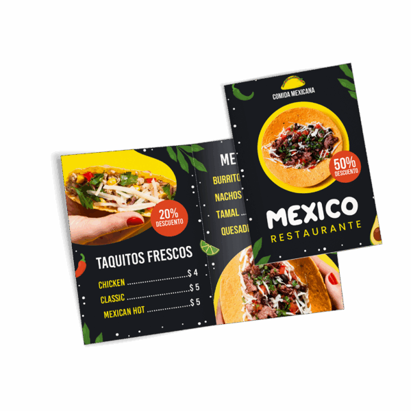 Cartas Menu Plegadas